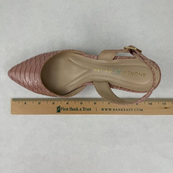 Andrew Geller Neveah Womens Coral Slingback Kitten Heels Pointed Toe Size 7M - Picture 11 of 11